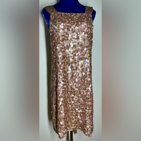 BCBG | Sequined Cocktail/Party Dress | Open Back | Taffeta Bow | Size 2 - Picture 2 of 5